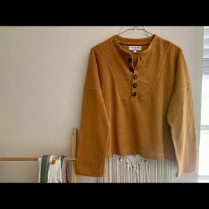 Madewell Texture & Thread Seamed Henley Top Size S